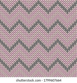 Macro chevron stripes knitting texture geometric vector seamless. Ugly sweater hosiery textile print. Nordic style seamless knitted pattern. Winter holidays wallpaper.