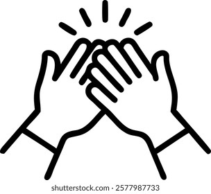 Macro Close Up of Hands in a Team High Five concept as A macro close up shot capturing the hands of a team high fiving in celebration. The image focuses on the energy and connectio