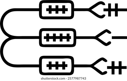 Macro close up of secure data cables with copy space concept as A macro close up of secure data cables connected to a high tech device highlighting the physical layer of data secur