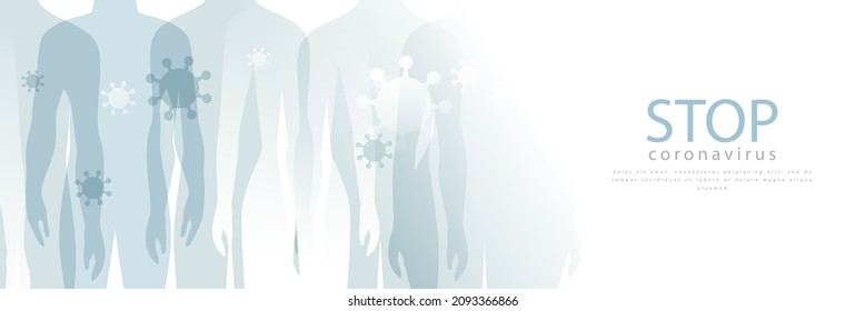 Macro Coronavirus, Covid-19. Silhouette Human Body With Coronavirus Cell