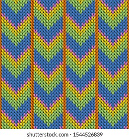 Macro downward arrow lines knit texture geometric seamless pattern. Rug knit effect ornament. Fashionable seamless knitted pattern. Fabric canvas illustration.