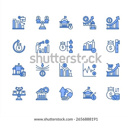 Macro Economy editable stroke icon set