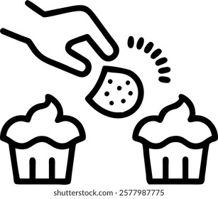 Macro of Family Adding Sprinkles to Cupcakes concept as A macro close up shot of family members hands adding colorful sprinkles to freshly baked cupcakes. The vibrant colors of the