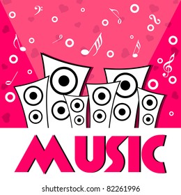 macro heart & musical notes background with speaker