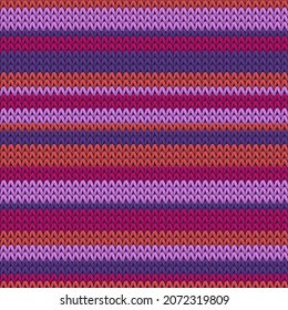 Macro horizontal stripes knit texture geometric vector seamless. Jumper knitwear fabric print. Nordic style seamless knitted pattern. Cozy textile print design.
