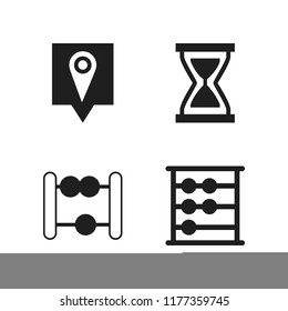 macro icon. 4 macro vector icons set. sand clock, map pin and abacus icons for web and design about macro theme