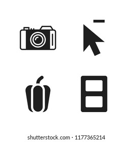 macro icon. 4 macro vector icons set. pepper, film strip and cursor icons for web and design about macro theme