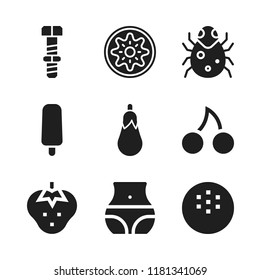 macro icon. 9 macro vector icons set. aubergine, kiwi and coconut icons for web and design about macro theme