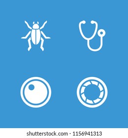 Macro icon. collection of 4 macro filled icons such as stethoscope, camera shutter, camera lense. editable macro icons for web and mobile.