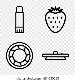 Macro icons set. set of 4 macro outline icons such as glue pen, camera shutter, camera lense
