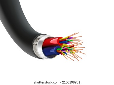 Macro image of a cable section. Vector illustration on a white background