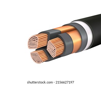 Macro image of a wire or cable structure. Vector illustration on a white background