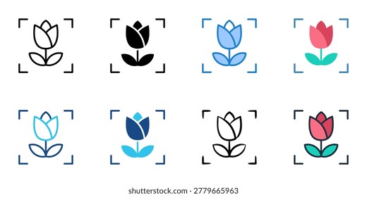 Macro lens icons set multiple style collection. Editable stroke 
