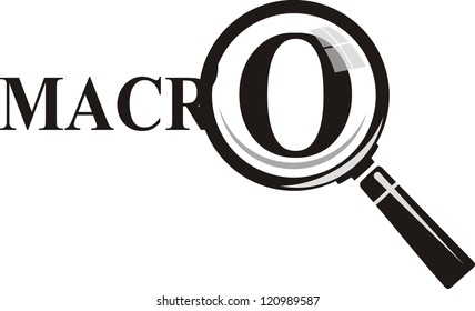 Macro. Magnifying glass on background