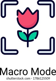 icono de línea de color de modo macro aislado en fondo blanco