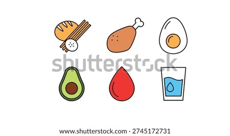 Macro Nutrients Line soft tone color illustration