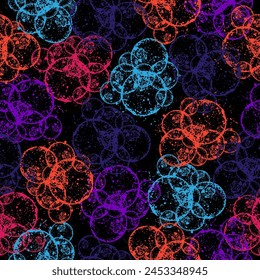 macro of oil mixed with water on colorful gradient background bubble hand drawn watercolor seamless pattern