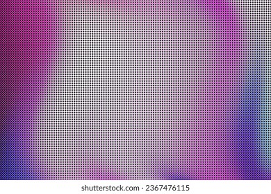 Macro pattern of LED screen with glowing round pixels. Purple Purple video wall digital background. Electronic diode TV panel. Vector illustration.