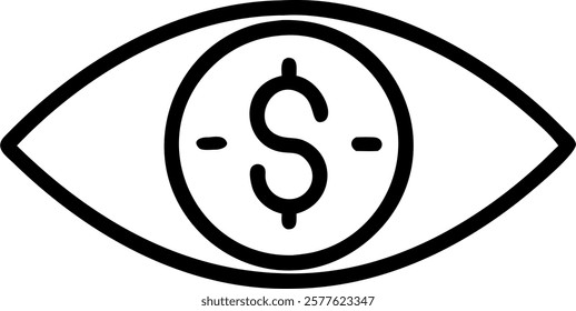 Macro shot of eye with dollar sign reflecting in pupil concept as A close up image of an eye with a dollar sign reflecting in the pupil symbolizing financial focus powered by AI in