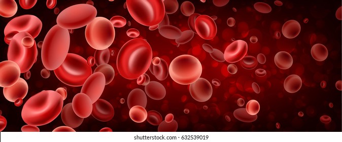 Macro streaming red blood cells flowing through artery. Vector illustration.