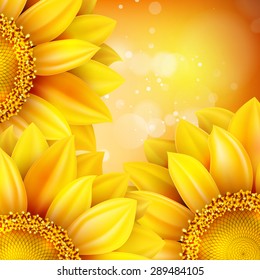 Macro SunFlower Background with bokeh. EPS 10 vector file included