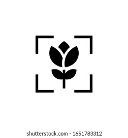 Macro vector icon in black solid flat isolated on white background