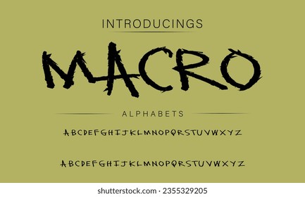 Macro Vector Illustration Grunge Horror Typographie. Hand Made Brush Font.