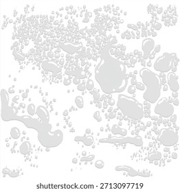 Macro view of clear, realistic water droplets or condensation on a smooth surface. Hand drawn, not AI Generated.