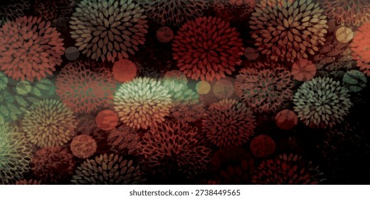 Macro view of vibrant chrysanthemum petals, showcasing intricate textures and warm color gradients.