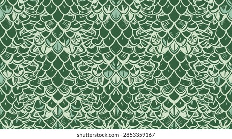 Macro view of vibrant green fish scale texture showcasing detailed overlapping patterns and organic aesthetics