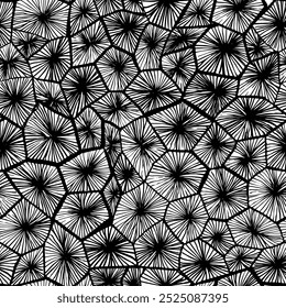 Patrón de Vector inconsútil del mundo macro con las Formas y las líneas abstractas dibujadas a mano. Textura en blanco y negro con Formas hexagonales