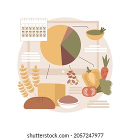 Macrobiotic diet abstract concept vector illustration. Seasonal food, balanced plate, fresh vegetables and whole grains, personal healthy diet, organic nutrition, fresh salad abstract metaphor.