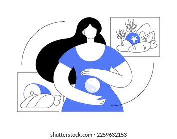 Macrobiotic diet abstract concept vector illustration. Seasonal food, balanced plate, fresh vegetables and whole grains, personal healthy diet, organic nutrition, fresh salad abstract metaphor.