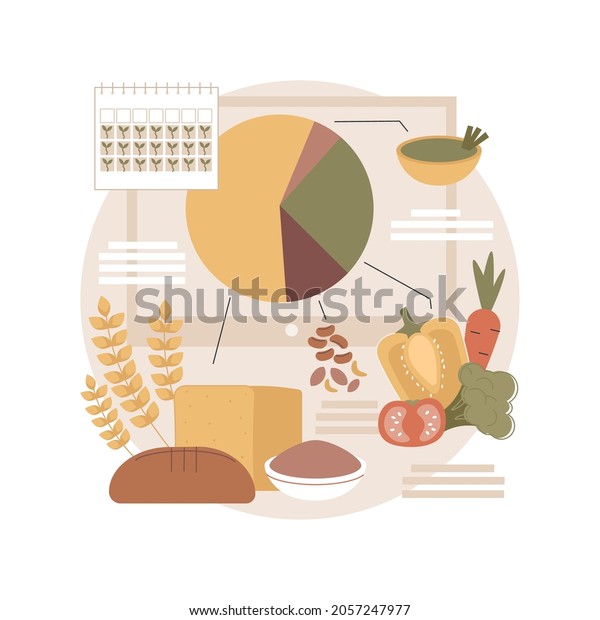 Macrobiotic diet abstract concept vector\
illustration. Seasonal food, balanced plate, fresh vegetables and\
whole grains, personal healthy diet, organic nutrition, fresh salad\
abstract metaphor.
