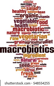 Macrobiotics word cloud concept. Vector illustration