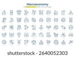 Macroeconomy line icon pack. Macroeconomy Stroke icon set. Editable Stroke icon