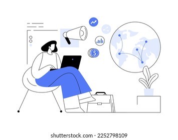 Macromarketing abstract concept vector illustration. Social influence, global marketing strategy, consumer behavior, market regulation system reseach, social responsibility abstract metaphor.