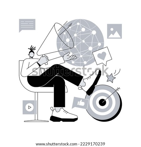 Macromarketing abstract concept vector illustration. Social influence, global marketing strategy, consumer behavior, market regulation system reseach, social responsibility abstract metaphor.