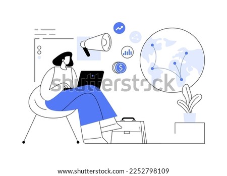 Macromarketing abstract concept vector illustration. Social influence, global marketing strategy, consumer behavior, market regulation system reseach, social responsibility abstract metaphor.