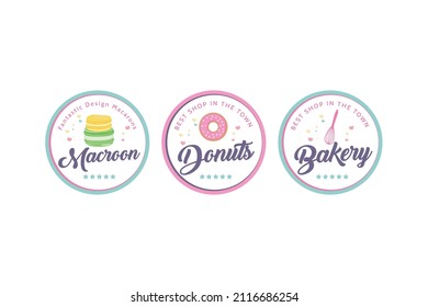 Macron Donut Baking label or sticker