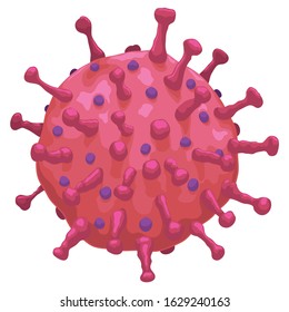 Macroscopic view in colored version of Coronavirus pathogen agent with its characteristics spikes.