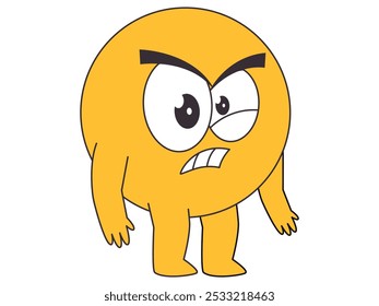 Mad anger facial expression emoji yellow character annoyed face irritated rage emotion emoticon design icon set