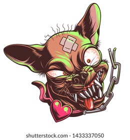 Mad angry chihuahua portrait. Vector illustration. 