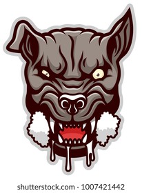 Mad angry dog head. Vector illustration. 