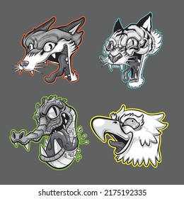 Mad Animals Vector Illustration Set