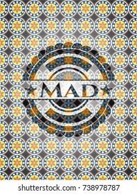 Mad arabic style emblem. Arabesque decoration.
