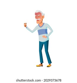 mad asian man pensioner shouting at driver on road cartoon vector. mad asian man pensioner shouting at driver on road character. isolated flat cartoon illustration