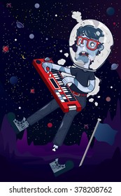 Mad astronaut in space.