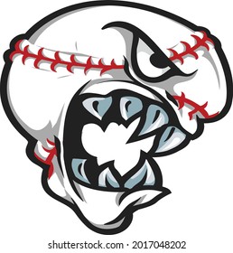 mad baseball logo mascot, furious ball for baseball team vector, t-shirt print logo mascot