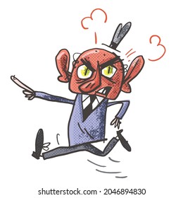 Mad boss. A comic character. Vector illustration 